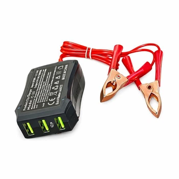 Универсальное автомобильное зарядное устройство от аккумулятора 12/24В Clip Charger на 3 USB (зарядка с крокодилами)