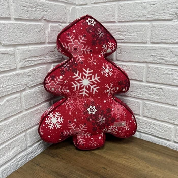 Подушка новогодняя Елка X-mas Snowflakes 45х60 см красная