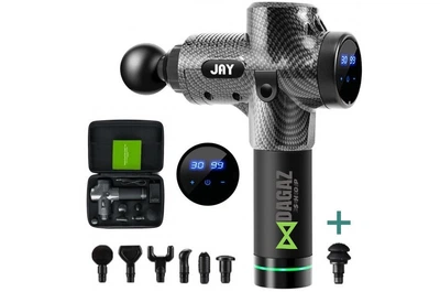 Професійний перкусійний масажер пістолет JAY PRO 30 карбоновий швидкостей (HH 500-11-2)