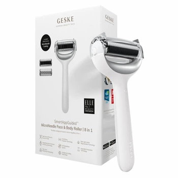 Электронный роллер для лица и тела с микроиглами GESKE MicroNeedle Face&Body Roller 8в1 белый