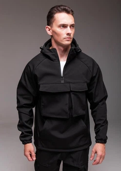 Анорак чоловічий з капюшоном на флісі Softshell M чорний 3749763s2