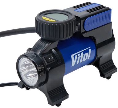 Автокомпрессор Vitol K-22 100psi, 14Amp, 37 л, фонарь, автостоп, прикуриватель