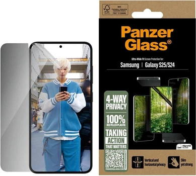 Szkło hybrydowe Panzer Glass Eco Matrix Ultra-Wide Fit Privacy Glass do Samsung Galaxy S25 (5715685017193)