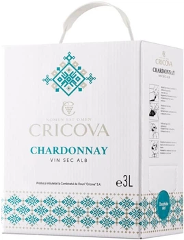Вино Cricova Chardonnay біле сухе 3 л 12.5% (4840013004567)