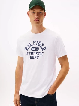 Футболка хлопковая длинная мужская Tommy Hilfiger XM05718-YCF(Optic White) 2XL Белая (198296243307)