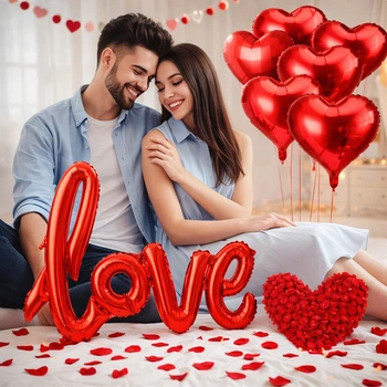 Набор LOVE с воздушными шарами и лепестками для праздничного декора DK049