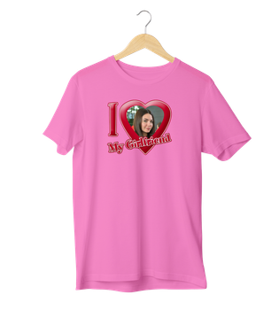 Футболка Ponty Shop з вашим фото "I Love my Girlfriend" - Рожевий - L