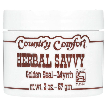 Крем для проблемной кожи Country Comfort, Herbal Savvy "Golden Seal-Myrrh" мазь на основе гидрастиса / желтокореня и мирры от псориаза, экземы, геморроя, ожогов, инфекций, порезов, ран, царапин и сухой кожи (57 г / 2 унции)