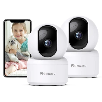 Камеры GALAYOU 2K Wi-Fi, 2 шт, наблюдение за животными и детьми, 360°, ночное видение