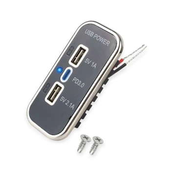 Гнездо накладное 2 USB + USB Type C 2,1A, PD 3.0,12-24В