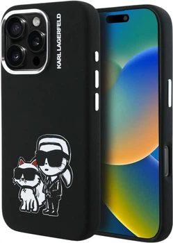 Etui Karl Lagerfeld Silicone Karl&Choupette Sketch MagSafe do iPhone 16 Pro Black (3666339462246)