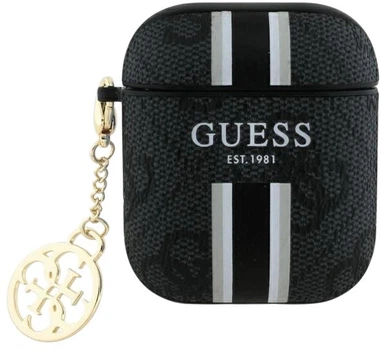 Чехол Guess 4G Printed Stripes Charm для Apple AirPods 1/2 Black (3666339311063)