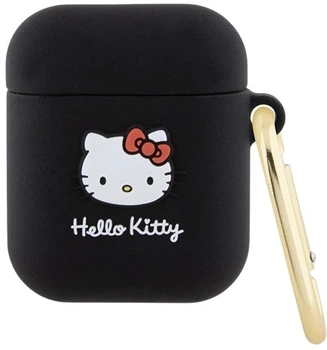 Чехол Hello Kitty Silicone 3D Kitty Head для Apple AirPods 1/2 Black (3666339189631)