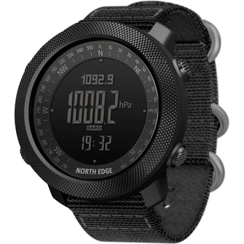 Тактические военные часы North Edge AP Pro с компасом и барометром, ударопрочные, водонепроницаемые 50 м Черный