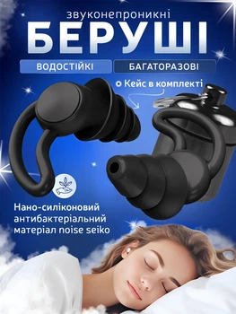 Беруши для работы сна защиты от шума Perfect Pro Plugz 3 flange с футляром Black