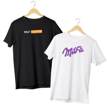 Футболка Ponty Shop «Milfa & MilfHunter» L - 2XL Чора і Біла