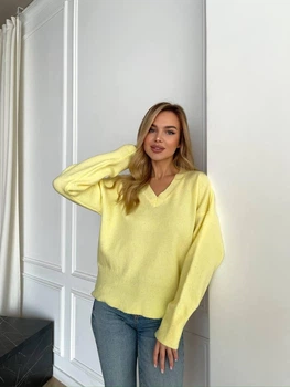 Теплий светр із м'якого трикотажу Оne size 42-48 Жовтий (5049)