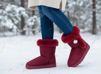 Угги женские Fashion С738 зимние бордовые 36 23 см
