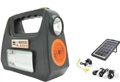 Фонарь аккумуляторный ручной Everton RT-901BT 4V 9000 MAh с солнечной батареей радио Bluetooth LED лампами от солнца