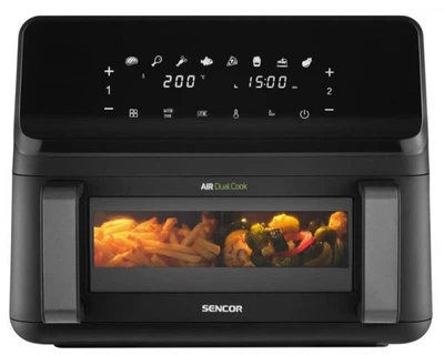 Мультипечь Sencor Dual Vita Fryer, 2700Вт, чаша-4.5/4.5л, сенсорное управл., 2 чаши, гриль, пластик, черный sfr9650bk