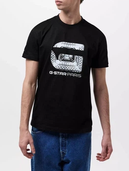 Футболка хлопковая длинная мужская G-Star Raw 59487403(Dk Black) M Черная с принтом (3000010844441)