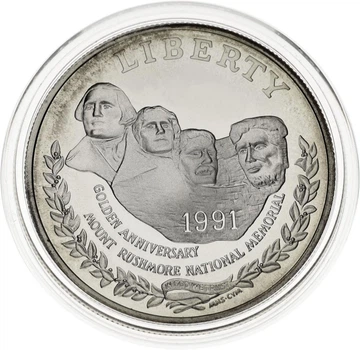 Монета США 1 долар 1991 Срібло S Proof 50 років Національного меморіалу Рашмор (KM#229)