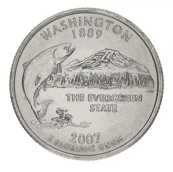 Монета США 25 центов (квотер) 2007 D «Штаты и территории - Вашингтон» UNC (KM#397)
