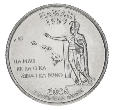 Монета США 25 центов (квотер) 2008 D «Штаты и территории - Гавайи» UNC (KM#425)