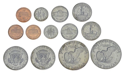 Набор монет США набор из 13 монет 1974 AU-UNC D S 1, 5, 10, 25, 50 центов, 1 доллар