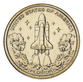 Монета США 1 доллар 2025 UNC D Американские инновации - Космос - Космический шаттл NASA (Флорида)