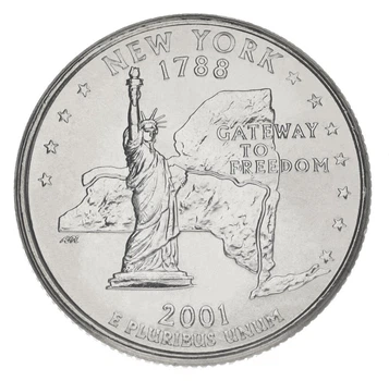 Монета США 25 центов (квотер) 2001 P «Штаты и территории - Нью Йорк» UNC (KM#318)