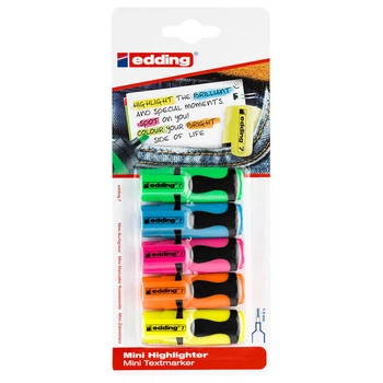 Набор мини текстовых маркеров edding 7 Mini Highlighter, 5 цветов