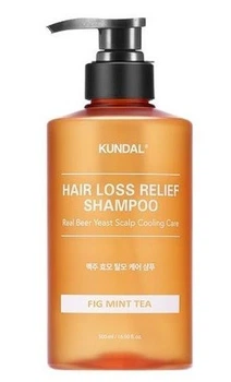 Шампунь пивной для объема тонких волос 500 мл Kundal Beer Yeast Hair Loss Relief Shampoo Fig Mint Tea