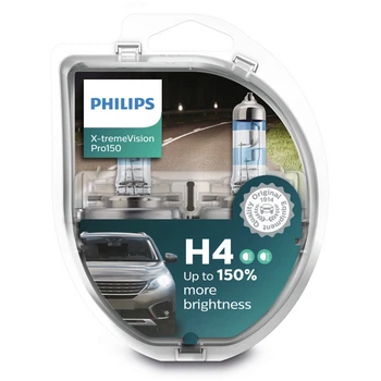 Автолампа Philips H4 12342XVPS2 X-tremeVision Pro150 +150% 12V 60/55W (P43t-38) S2 (блистер)