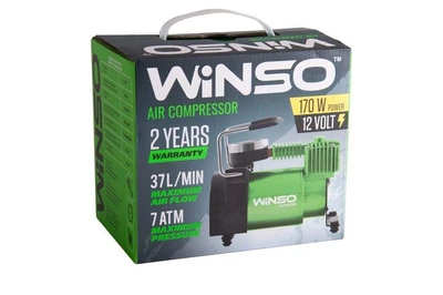 Компресор автомобільний Winso 7 Атм, 37 л/хв, 170Вт, кабель 3м, шланг 1м, метал. накладка 123000 (8)