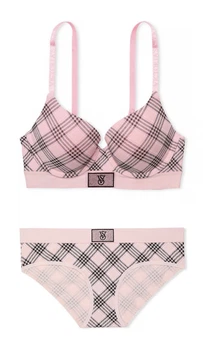 Комплект білизни Victoria’s Secret Push-up Рожевий з чорним 34D-S