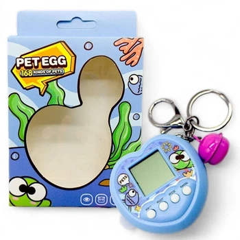 Электронная игра Тамагочи "Pet Egg Game" (Виртуальный питомец), 168 персонажей, Брелок, Голубой