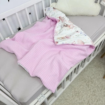 Дитячий плед зі зйомним утеплювачем 100х80 см Oh My Kids «Рожеві Феї»