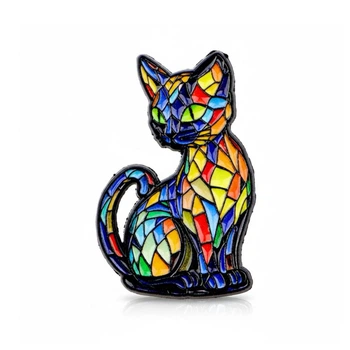 Значок BROCHE брошь бижутерия Мозаика Животные Кошка разноцветный BRGV115322