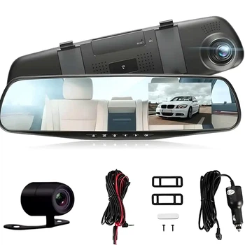 Видеорегистратор зеркало DVR Full HD с камерой заднего вида 2 камеры разрешение 1280х720 дисплей 4,3 дюйма