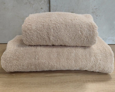 Набор турецких махровых однотонных полотенец Zeron 50х90+70х140 Beige плотность 500 г/м2