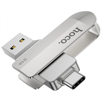 Високошвидкісна флешка HOCO UD10 32GB з підтримкою OTG 2в1 USB 3.0/ Type-C для телефону, комп'ютера, планшета Silver