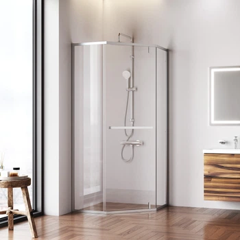 Душевое ограждение 5-corner Pivot AM.PM Gem 90×90 см, без поддона, хром профиль W90UG-405-9090-MT