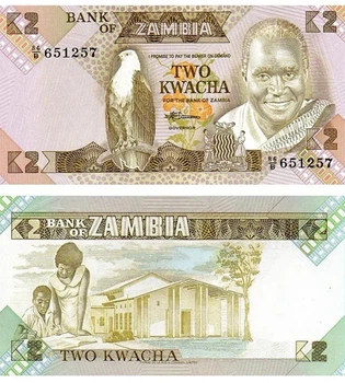 Банкнота 2 квача Замбія 1988 рік UNC