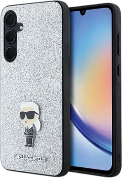 Панель Karl Lagerfeld Fixed Glitter Ikonik Metal Pin для Samsung Galaxy A35 Silver (KLHCSA35GCNPSG)