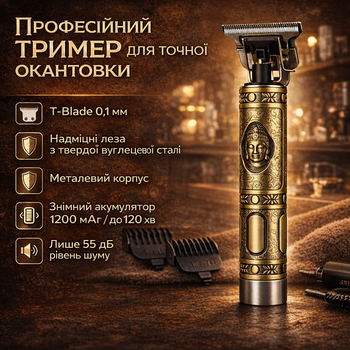 Аккумуляторная машинка для стрижки волос SmartUs HAIR CLIPPER WS-T99 бритва триммер окантовальная для бороды 5 Вт (V3995)