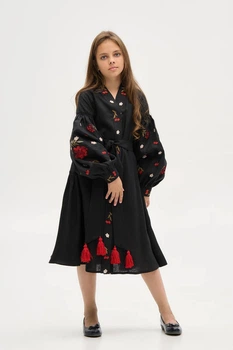 Вишиванка-сукня KASHTANCHIK "Калина" 80 – 90 см чорна