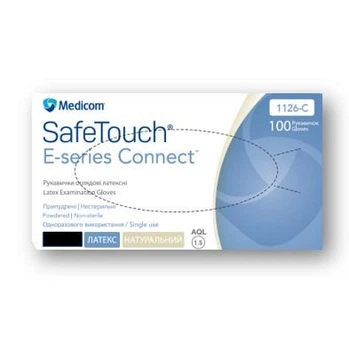 Рукавички латексні Medicom SafeTouch E-Series припудрені XS Білі 100 шт (00-00000505)