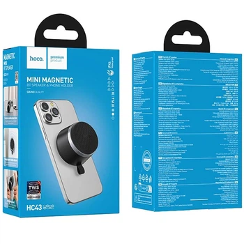 Колонка hoco. HC43 Surpass Mini Magnetic беспроводная спортивная 5W Bluetooth 5.4 поддержка TF USB AUX до 3 часов работы Black