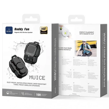 Портативная колонка Wiwu SPK-001 Buddy Fun с магнитным креплением, до 8 часов работы, Bluetooth 5.0, для iOS/Android/Windows/macOS Black